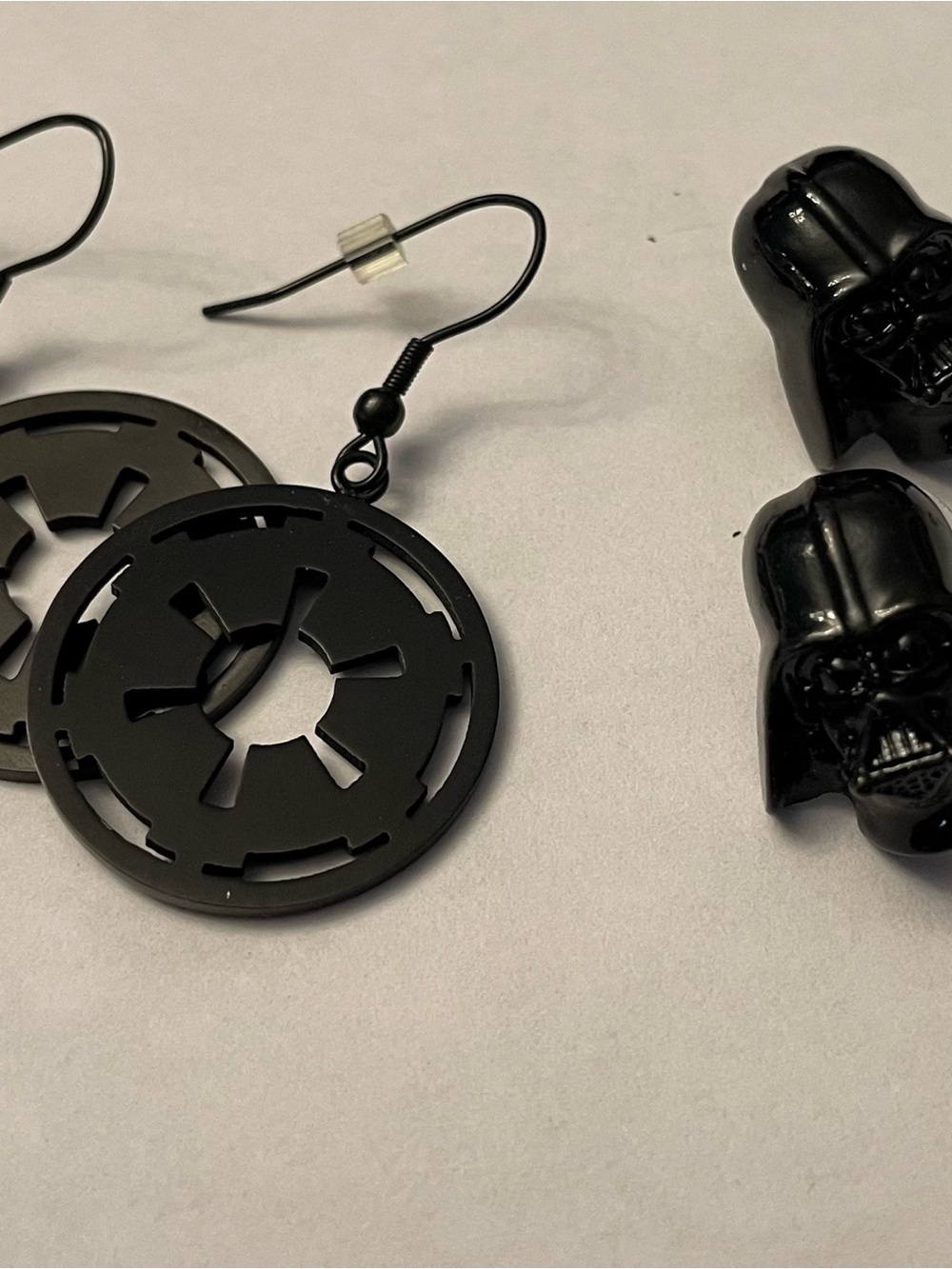 Star Wars Black Imperial Emblem Drop and Darth Vader Earrings